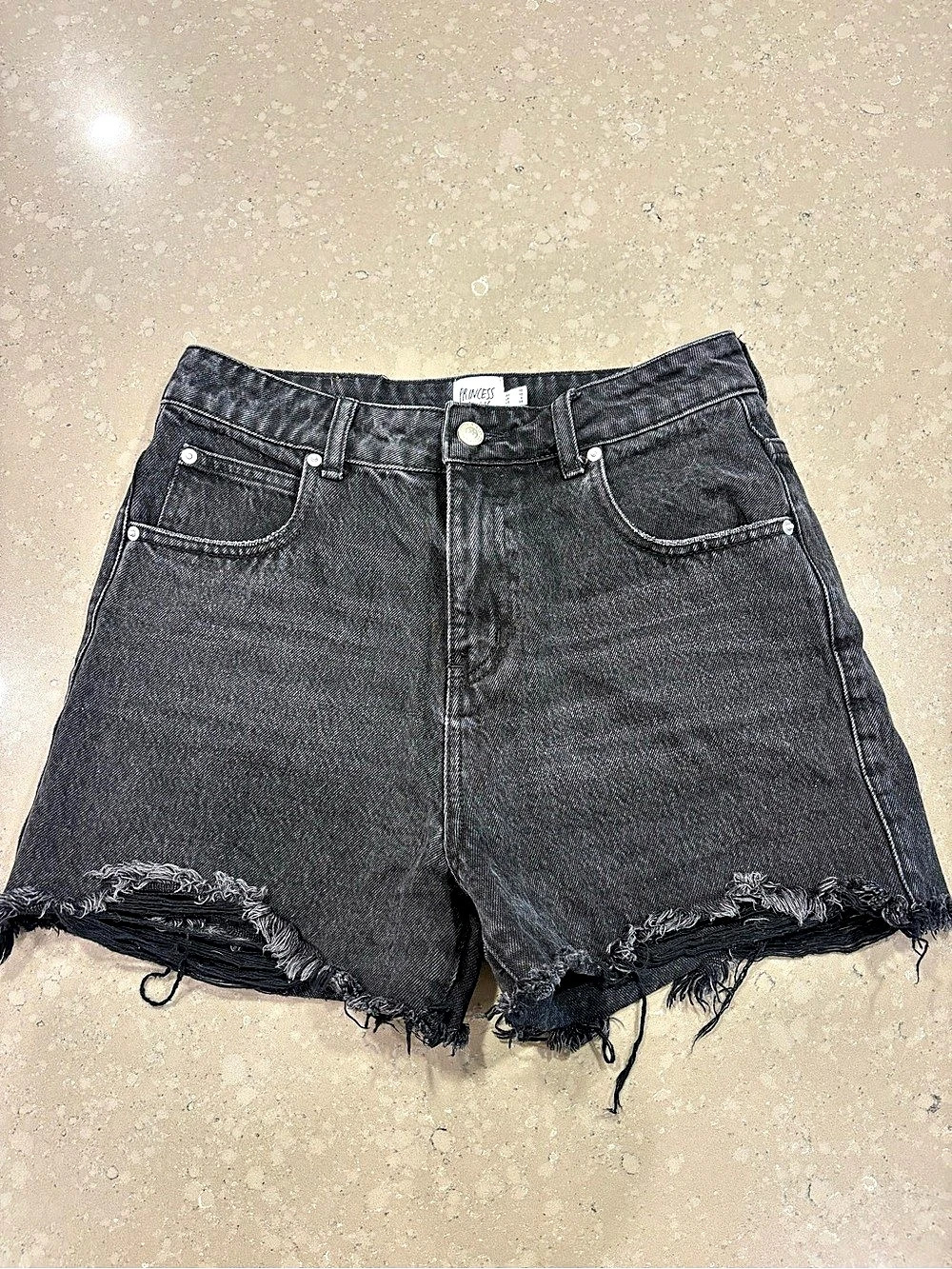 Princess Polly Women's Black Frayed Jean Shorts